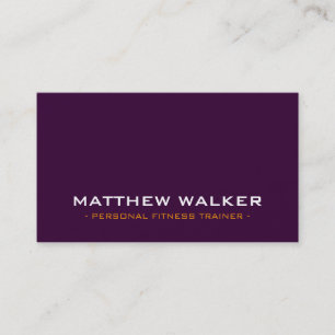 Carte De Visite SIMPLE simple gras moderne foncé aubergine orange