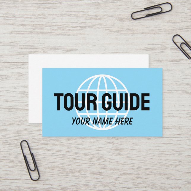 Carte De Visite SImple Tour Guide Business Card Template (Devant/Arrière en situation)