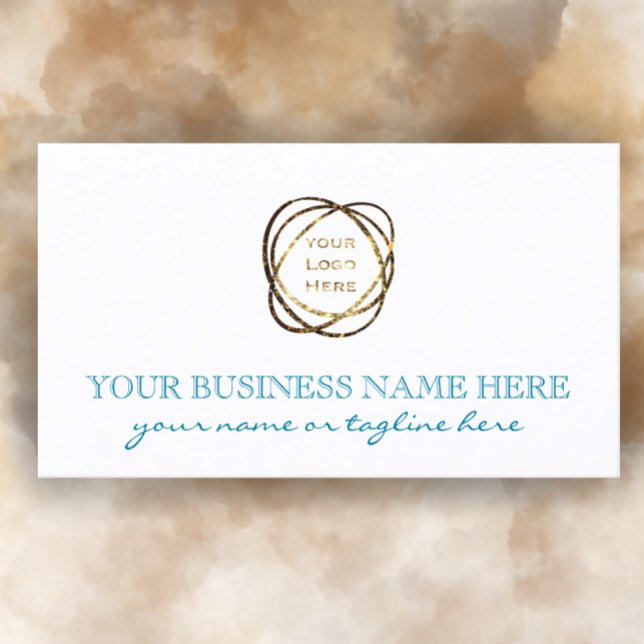 Carte De Visite Simple Turquoise Blanc Ajouter Logo Professionnel  (Customize this turquoise and white modern elegant business card. Add logo business details
)