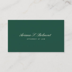 Carte De Visite Simple vert foncé avocat élégant