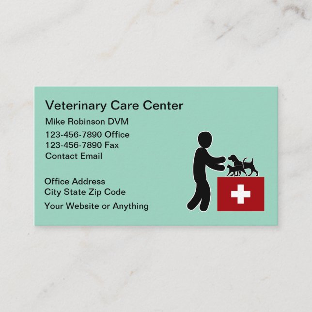 Carte De Visite Simple Veterinary Pet Doctor Business Cards (Devant)