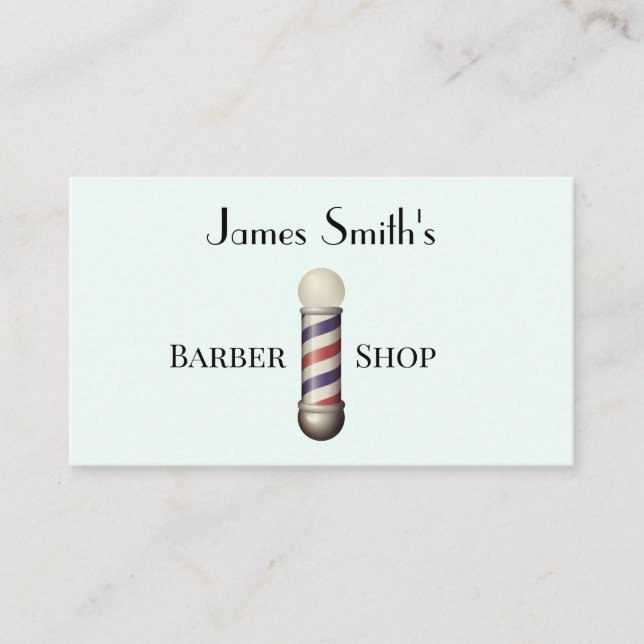 Carte De Visite Simple White Barbers Pole Barbershop Business Card (Devant)