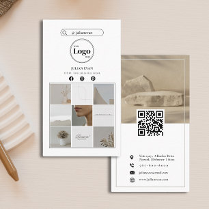 Carte De Visite Simple White Instagram Photo Collage Médias sociau