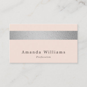 Carte De Visite Simplement Chic Argent Foil Sur Rose Bleu