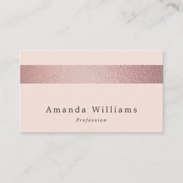 Carte De Visite Simplement Chic Rose Gold Foil Stripe Sur Blush Ro (Devant)