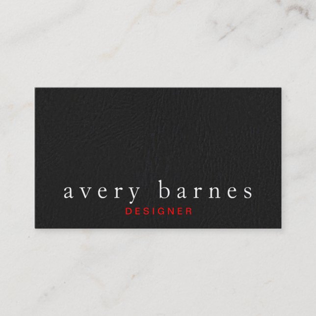Carte De Visite Simples cuir texturé noir look professionnel (Devant)