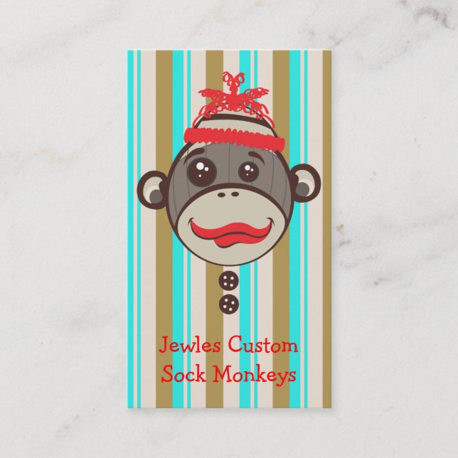 Carte De Visite Singe fou Etsy Desinger de chaussette de casquette (Devant)