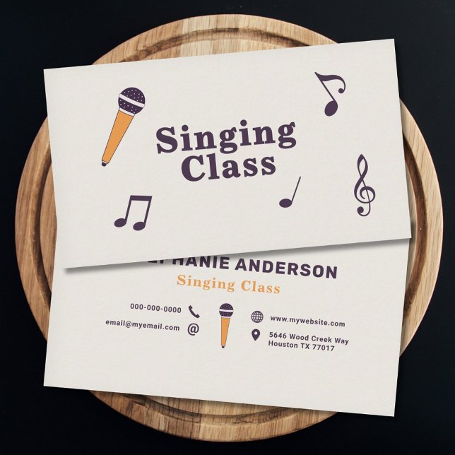 Carte De Visite Singing Class (Singing Class Business Card)