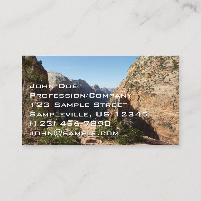 Carte De Visite Sion du sentier Angels Landail Parc national Zion (Devant)