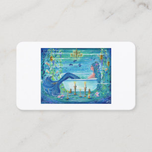 Carte De Visite Sirène dans une baignoire art par Renee Lavoie