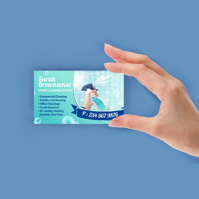 Carte De Visite Sirène de nettoyage de la marine verte (Green Navy Cleaning Wash Spray Maid Business Card)