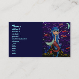 Carte De Visite Sirène de poissons de vol et la lune