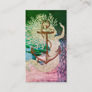 Carte De Visite Sirène Mystique Avec Cheveux De Corail