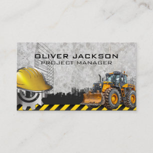 Carte De Visite Site de construction   Bulldozer   Hardhat