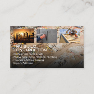 Carte De Visite Site de construction   Toit   Paver   Travailleurs