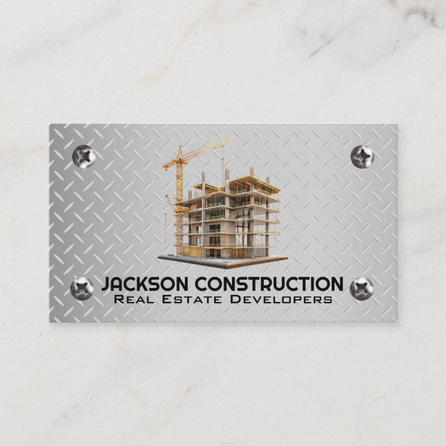 Carte De Visite Site de construction | Vis en acier et métal (Devant)