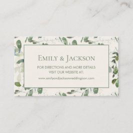 Carte De Visite Site Feuilles  de crème Sage Moss Green Mariage
