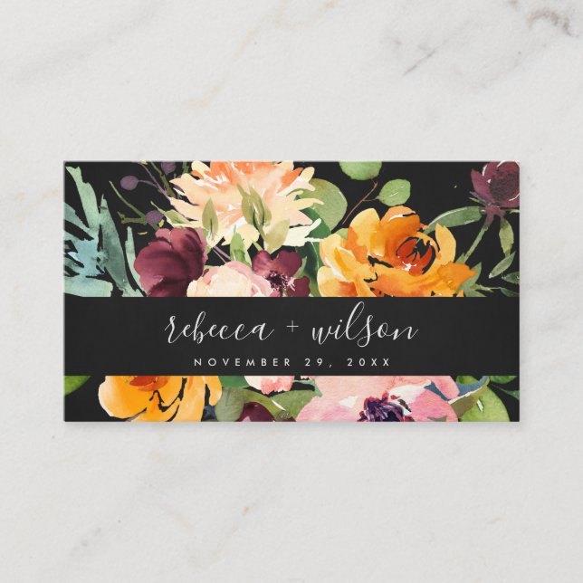 CARTE DE VISITE SITE MARIAGE BLACK YELLOW ORANGE FLORA BUNCH (Devant)