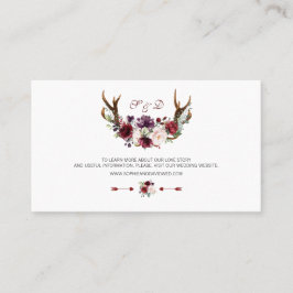 Carte De Visite Site Mariage de Burgundy Marsala Floral Antlers