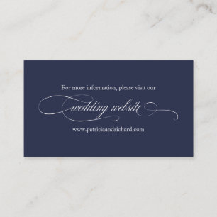 Carte De Visite Site Mariage de mariage élégant bleu marine