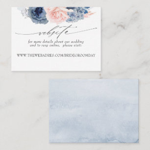 Carte De Visite Site mariage Dusty Blue et rose Fleurs