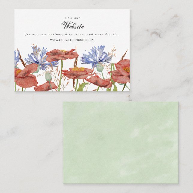 Carte De Visite Site mariage fleur sauvage Watercolor (Devant / Derrière)