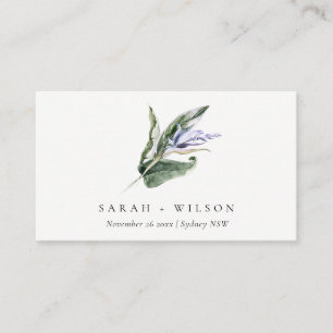Carte De Visite Site Mariage floral bleu tropical minimal