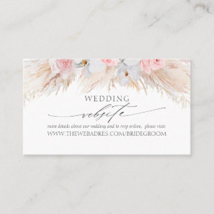 Carte De Visite Site Mariage Pastel Tropical Flowers & Pampas