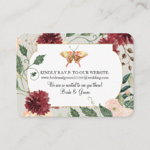 Carte De Visite Site Mariage RSVP Watercolor Automne Floral Grey
