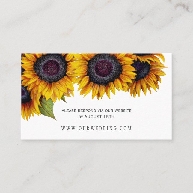 Carte De Visite Site rustique élégant de tournesols mariage RSVP (Devant)
