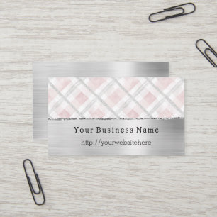 Carte De Visite Site Web de l'Entreprise Rayures Pailletées Rose A
