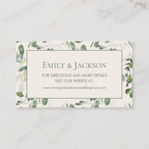 Carte De Visite Site Web de Mariage Crème Feuilles de Sauge et de