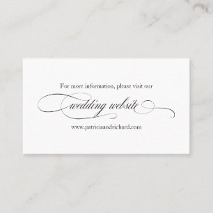 Carte De Visite Site Web de Mariage Élégant Script Noir