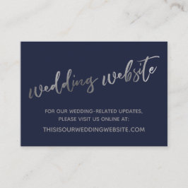 Carte De Visite Site Web des Mariages Silver & Navy & Save the Dat