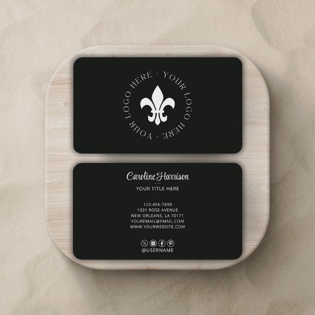 Carte De Visite Site Web du logo d'entreprise personnalisé Médias  (Fully editable-can change background & font color, add or delete social media icons.)