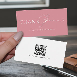 Carte De Visite Site Web QR Code Merci Rose Poussiéreux