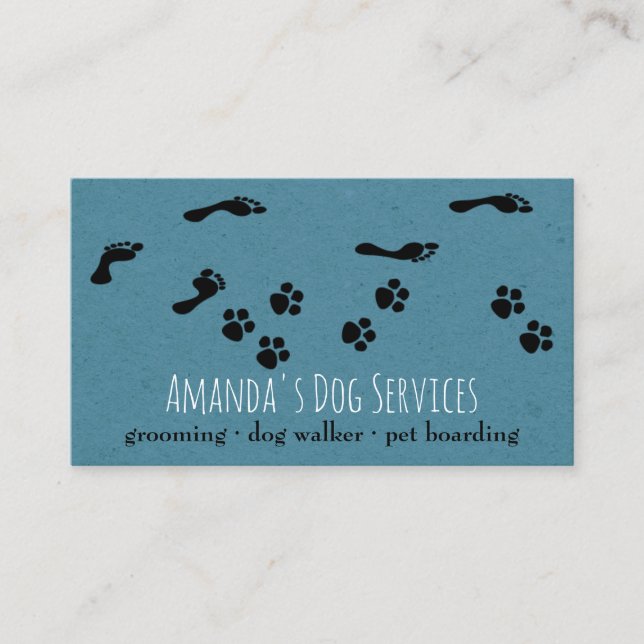 Carte De Visite Sitter Chien Rustique Services pour animaux de com (Devant)