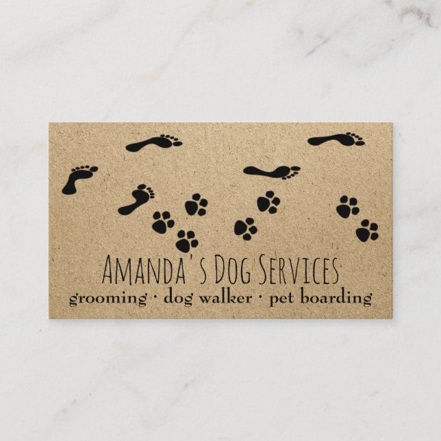 Carte De Visite Sitter Chien Rustique Services pour animaux de com (Devant)