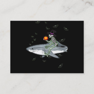 Carte De Visite Skeleton équitation requin - Drôle cadeau Hallowee