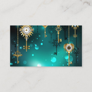 Carte De Visite Skeleton Keys on Green Background