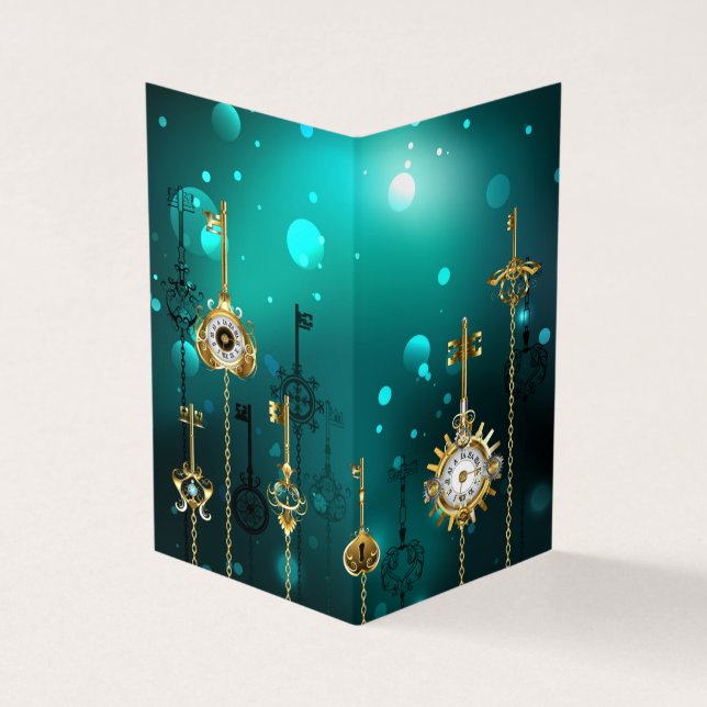 Carte De Visite Skeleton Keys on Green Background (Extérieur)