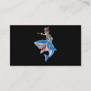Carte De Visite Skeleton Pirate Riding Shark Cute Boys Halloween