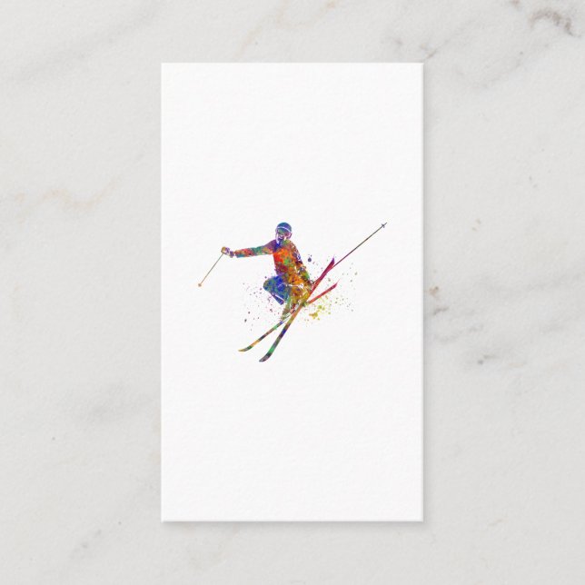 Carte De Visite Skier féminin en aquarelle (Devant)