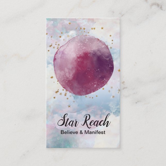 Carte De Visite *~* Sky Abstrait Cosmo Stars Aquarelle Univers (Devant)