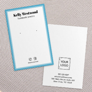 CARTE DE VISITE SKY BLUE BORDER EARRING AFFICHER LOGO SOCIAL ICON