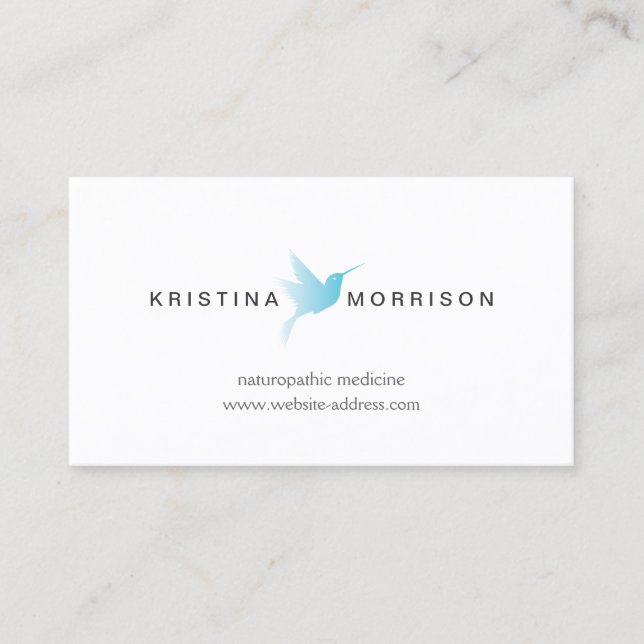 Carte De Visite Sky Blue Hummingbird Logo Naturopath, Santé (Devant)