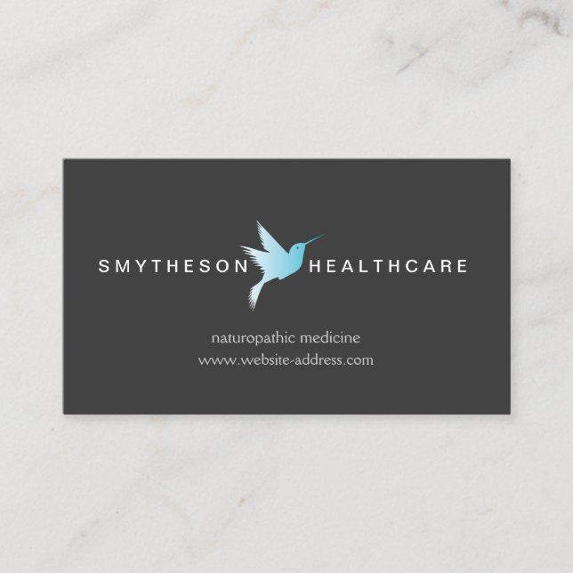 Carte De Visite Sky Blue Hummingbird Logo Santé & Bien-être Grey (Devant)