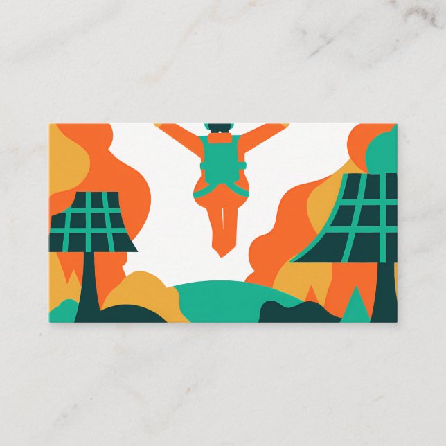 Carte De Visite Skydiver Descending Over Solar Powered Landscape (Devant)