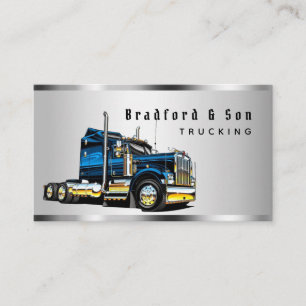 Carte De Visite Sleek Chrome Transport Semi Trucking Société