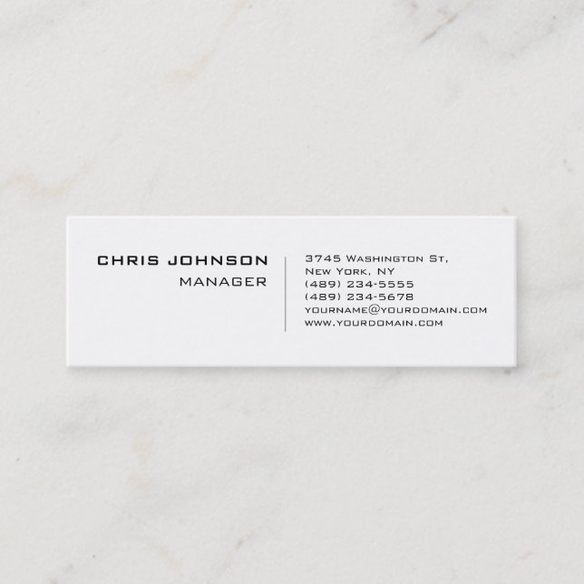 Carte de visite Slim White Charming Manager (Devant)